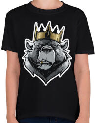 printfashion Bear King - Gyerek póló - Fekete (5520735)