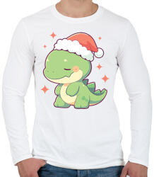 printfashion Karácsonyi dínó - Férfi hosszú ujjú póló - Fehér (15303045)