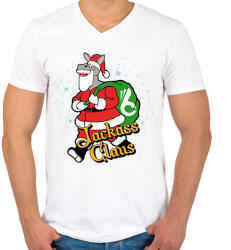 printfashion Jackass claus - Férfi V-nyakú póló - Fehér (2043534)