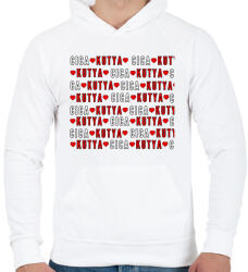 printfashion cica - kutya - Férfi kapucnis pulóver - Fehér (3619546)
