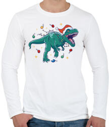 printfashion Karácsonyi dínó - Férfi hosszú ujjú póló - Fehér (11428803)