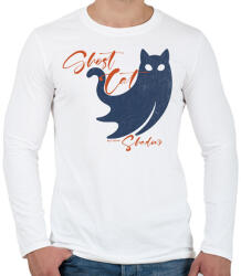 printfashion Ghost Cat Shadow - Férfi hosszú ujjú póló - Fehér (16856053)