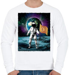 printfashion Kripto az űrben - Férfi pulóver - Fehér (15591980)