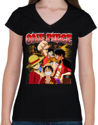 printfashion One Piece vintage - Női V-nyakú póló - Fekete (14221462)