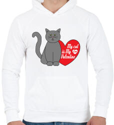 printfashion Love my cat - Férfi kapucnis pulóver - Fehér (2187059)