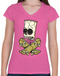 printfashion Gördeszkás halála - Női V-nyakú póló - Rózsaszín (99135)