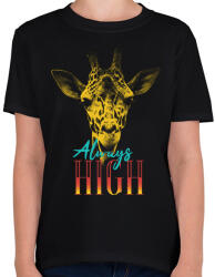 printfashion Zsiráf - Always High - Gyerek póló - Fekete (1354262)