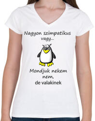 printfashion Nagyon szimpatikus vagy - Női V-nyakú póló - Fehér (15115506)
