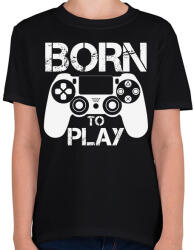 printfashion Born to play - Gyerek póló - Fekete (5327715)