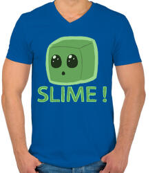 printfashion Minecraft Slime - Férfi V-nyakú póló - Királykék (2318278)