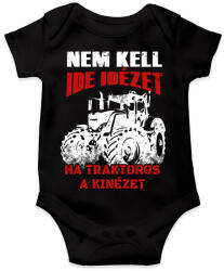printfashion Nem kell ide idézet, ha traktoros a kinézet - Baba Body - Fekete (16720025)