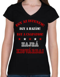 printfashion Kisvárda - Női V-nyakú póló - Fekete (2817875)
