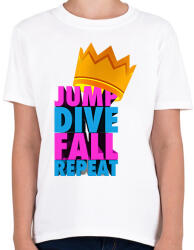 printfashion jump dive fall reapeat - Gyerek póló - Fehér (2958746)