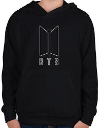 printfashion BTS fehér - Gyerek kapucnis pulóver - Fekete (5798301)