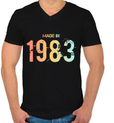 printfashion 1983 - Férfi V-nyakú póló - Fekete (6226979)