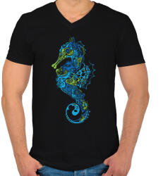 printfashion Seahorse - Férfi V-nyakú póló - Fekete (1292700)