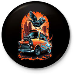 printfashion Hot Rod Retro MINI Car - Kitűző, hűtőmágnes - Fekete (13201530)