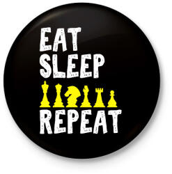 printfashion Eat, Sleep, Chess, Repeat - Kitűző, hűtőmágnes - Fekete (7333236)