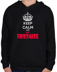 printfashion Keep Calm Fortnite - Gyerek kapucnis pulóver - Fekete (1095147)
