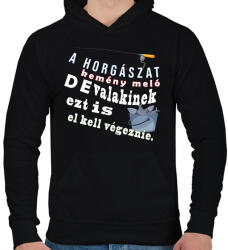 printfashion Kemény meló a pecázás - Férfi kapucnis pulóver - Fekete (2614862)