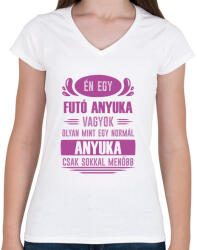printfashion Futó anyuka - Női V-nyakú póló - Fehér (7355094)