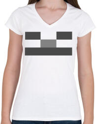 printfashion Minecraft csontváz - Női V-nyakú póló - Fehér (13636245)