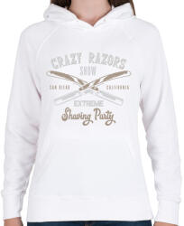 printfashion Borbély 02 - Crazy razors - Női kapucnis pulóver - Fehér (4945952)