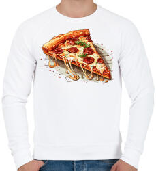 printfashion Pizza - Férfi pulóver - Fehér (14820151)