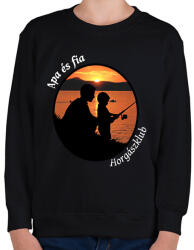 printfashion apa és fia horgászklub - Gyerek pulóver - Fekete (14869576)