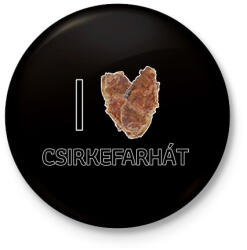 printfashion I love (rántott) csirkefarhát - Kitűző, hűtőmágnes - Fekete (11566076)