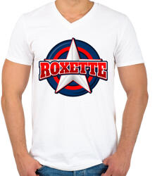 printfashion ROXETTE - Férfi V-nyakú póló - Fehér (11367467)