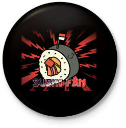 printfashion SUSHI FAN - Kitűző, hűtőmágnes - Fekete (11494474)