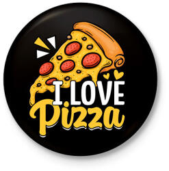 printfashion pizza - Kitűző, hűtőmágnes - Fekete (16505037)