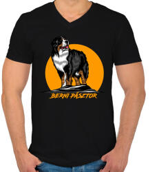printfashion Berni pásztor - Férfi V-nyakú póló - Fekete (7059098)