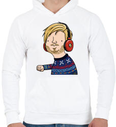 printfashion pewdiepie - Férfi kapucnis pulóver - Fehér (2572841)