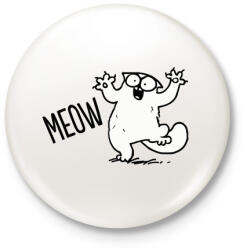 printfashion Meoww - Kitűző, hűtőmágnes - Fehér (3090407)