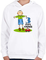 printfashion 3 éves vagyok" kisfiúnak - Gyerek kapucnis pulóver - Fehér (13450726)