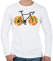 printfashion Pizza bicikli - Férfi hosszú ujjú póló - Fehér (13094418)