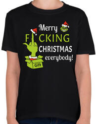 printfashion Merry f. cking christmas - Gyerek póló - Fekete (14901516)
