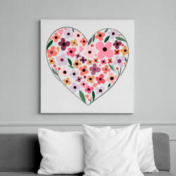 printfashion Virágos szív - Vászonkép - Fehér (6641126)