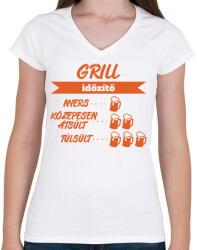 printfashion Grill időzítő - Női V-nyakú póló - Fehér (13691362)