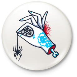 printfashion Pók-kéz - Kitűző, hűtőmágnes - Fehér (3082025)