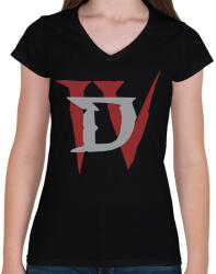 printfashion D IV - Női V-nyakú póló - Fekete (14897792)