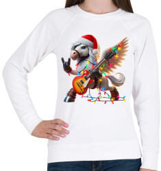 printfashion Vicces karácsonyi gitáros rocker party ló / Pegazus - Női pulóver - Fehér (15236719)