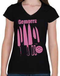 printfashion Gomorra cover - Női V-nyakú póló - Fekete (2313739)
