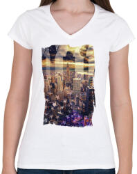 printfashion Álomvilág - Női V-nyakú póló - Fehér (45124)