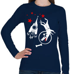 printfashion lajka kutya - Női hosszú ujjú póló - Sötétkék (427839)