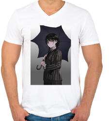 printfashion Wednesday anime - Férfi V-nyakú póló - Fehér (13035283)