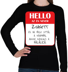 printfashion Hello az én nevem - Bögre - Női hosszú ujjú póló - Fekete (7021151)