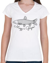 printfashion Megy a gozos - Női V-nyakú póló - Fehér (5227936)